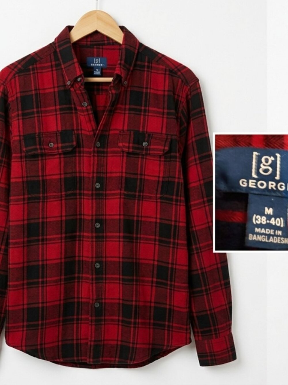 GEORGE BRAND Men's Red Plaid Shirt - M